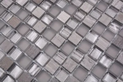 Produktbild von Handmuster Mosaikfliese Glas Naturstein Mosaik Stein mix grau matt Fliesenspiegel MOS92-590_m
