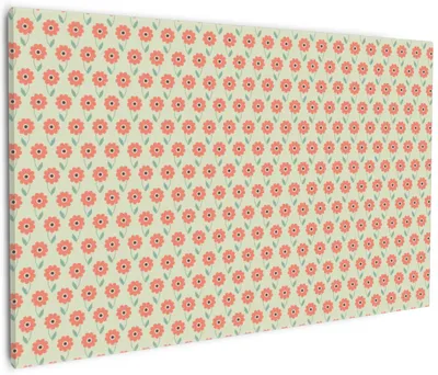 Produktbild von Wallario Premium Leinwandbild Muster mit roten Blumen und grünen Blättern in Größe 60 x 90 cm