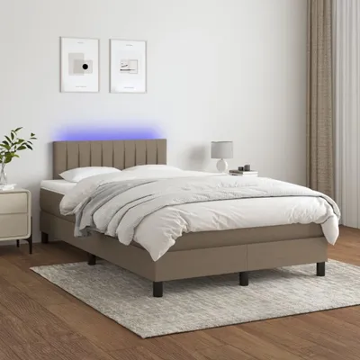 Produktbild von The Living Store Boxspringbett mit Matratze & LED Taupe 120x200 cm Stoff