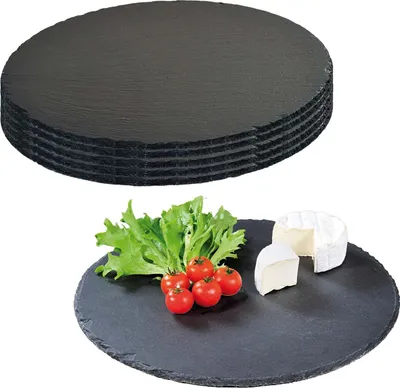 Produktbild von 5 Stück Runde Buffetplatte aus Schiefer - Ø 35,5cm