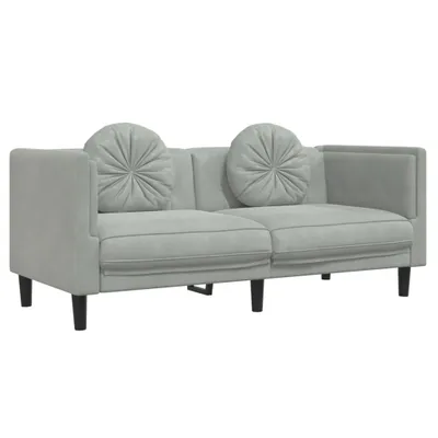 Produktbild von Sofa mit Kissen 2-Sitzer Hellgrau Samt