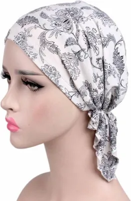 Immagine prodotto di INF Berretto Turbante in Cotone Elasticizzato - Traspirante, Caldo, Antivento Bianco