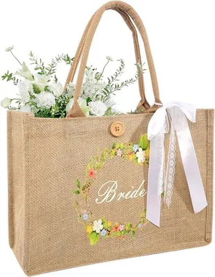 Imagen del producto de Bolsa de yute resistente Ibbenzoa®, fabricada con 100% yute natural. Cuenta con asas reforzadas y una construcción robusta, ideal para eventos