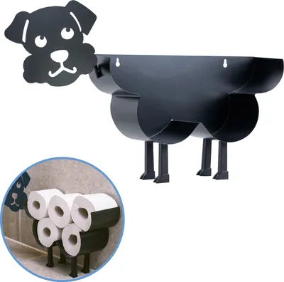 Produktbild von Sanics Reservepapierhalter Freistehend - Toilettenpapierhalter Hängend - Wandhalter - Ersatzrollenhalter Hund - Rollenhalter Schwarz