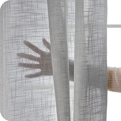 Imagen del producto de Pack de cortinas de lino con ojales - Tul - Cortinas - Cortinas semitransparentes - Salón - Cortinas modernas - Lino - Gris