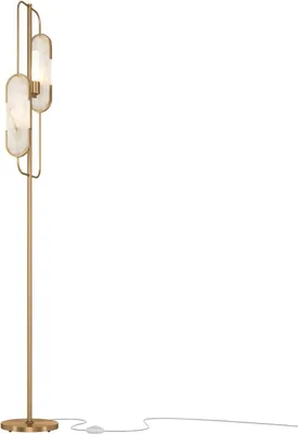 Produktbild von Stehlampe Metall 161,5 cm hoch in Gold Weiß (Stein) G9 2-flammig Modern Stehleuchte