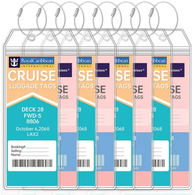 Image de Étiquettes de bagages pour croisières, lot de 8, en PVC transparent et étanche, dimensions 20 x 7 cm