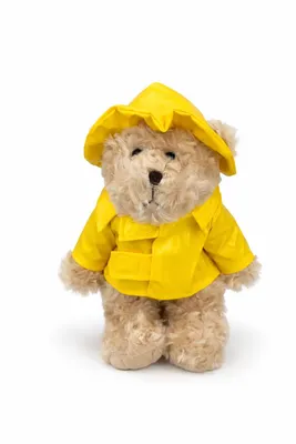 Produktbild von Teddybär mit Regenmantel 30 cm Kuscheltier Plüschtier Stofftier im Gelben Regenoutfit Geschenk für Kinder