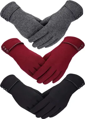 Produktbild von 3 Paar Damen-Winterhandschuhe, warme Touchscreen-Handschuhe, winddichte Handschuhe für Damen und Mädchen im Winter