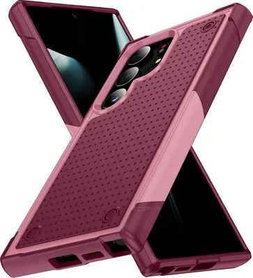 Produktbild von Hülle Für Samsung Galaxy S24 Ultra Militärqualität Stoßfest Hybrid 2 in 1 Hart PC Weich TPU Handyhülle Pink Rot