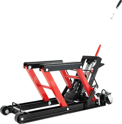 Obrázok produktu pre Motocyklový zdvihák, nosnosť 680 kg, nastaviteľný rozsah zdvihu, červený