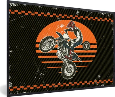 Produktbild von MuchoWow® MuchoWow® Gerahmtes Poster Motorrad - Oldtimer - Design 30x20 cm - Poster mit zchwarzem Bilderrahmen - Kunstdruck - Bild-Poster
