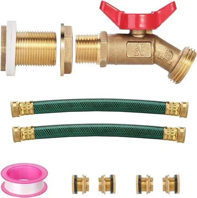 Immagine prodotto di Set di raccordi per acqua piovana - Raccordo per acqua piovana in ottone con giunto a vite