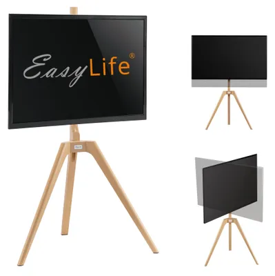 Produktbild von TV-Standfuß TV-Ständer Fernsehständer - Massivholz - Bis 65 Zoll - Weiß - Buche - Für Wohnzimmer und Büro