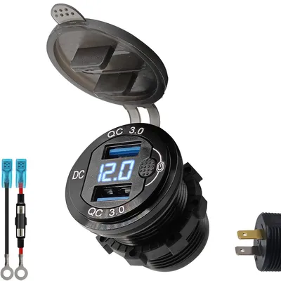 Produktbild von ProRide 12V USB-Steckdose 2 Ports QC3.0 DS2120B mit Schalter/Voltmeter, KI-generiertes Bild
