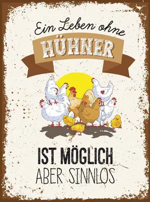 Produktbild von vianmo Holzschild 40x30 cm Leben ohne Hühner sinnlos Tier Haustier