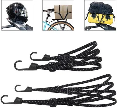 Produktbild von Motorrad-Bagagehalter mit Haken, 2er Set, kurze Riemen mit 4 Schrauben