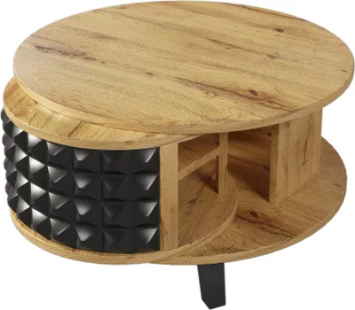 Produktbild von Fortuna Lai Drehbarer Couchtisch, Beistelltisch mit verstecktem Stauraum, 80 x 80 x 40 cm