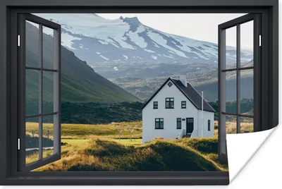 Produktbild von MuchoWow® Poster Aussicht - Haus - Berg 90x60 cm - Schlafzimmer