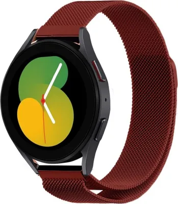 Produktbild von Strap-it Milanese Armband - Kompatibel mit Samsung Galaxy Watch 5 Armband 40mm Edelstahl Armband mit Magnetverschluss - Ersatzarmband - Hochwertiges Material - für Samsung Galaxy Armband Rot