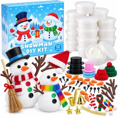 Produktbild von Schneemann Bastelset Knetset Modelliermasse Weihnachts Bastelset für Kinder Geschenk