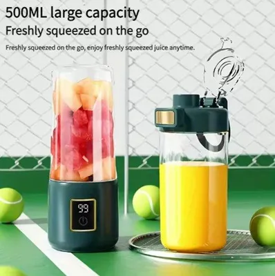 Obrázok produktu pre Elektrická multifunkčná odšťavovačka s objemom 500 ml, mixér na ovocie a zeleninu s USB nabíjaním – olivovo zelená