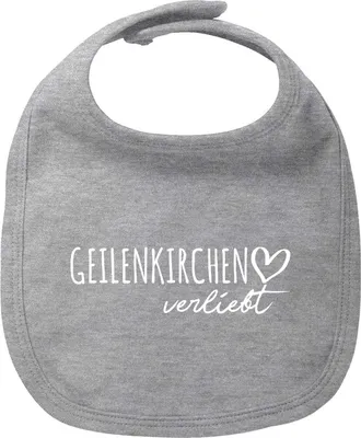 Produktbild von Huuraa Baby Lätzchen Geilenkirchen verliebt Heather Grey Klettverschluss  Baumwolle Latz Geschenkidee