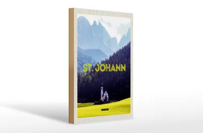 Produktbild von Holzschild Reise 20x30cm St. Johann Tirol Österreich Kirche