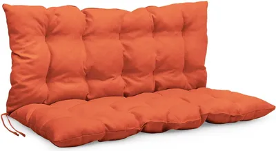 Produktbild von Bankauflage 120 x 50 x 50 cm Kissen orange - Sitzkissen & Rückenkissen aus Polsterstoff, mit weicher Füllung, mit Schnüren zum Binden - Bankkissen