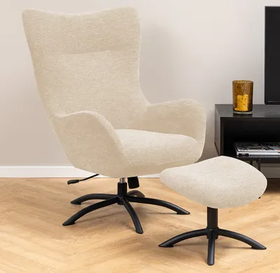 Image de Smuk Fauteuil relax avec repose-pieds Laurel Crème