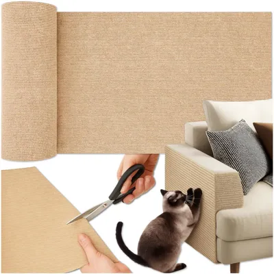 Produktbild von Selbstklebende Kratzschutzmatte 40 × 100 cm, Möbelschutz für Katzen, Zuschneidbar, Beige, Kratzschutz für Sofa und Sessel