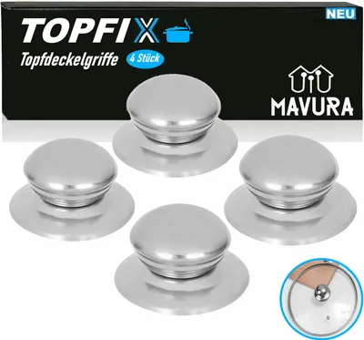 Produktbild von TOPFIX Edelstahl Topfdeckelgriffe Ersatzgriffe Griff Topfdeckel Pfannendeckel Topf Knauf Ersatz Topfdeckenknopf Deckelgriffe [4er Set]
