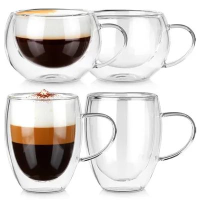 Zdjęcie produktu dla Vilde | Szklanki termiczne 4 szt. - 280/320 ml - z uchem - Podwójna ścianka