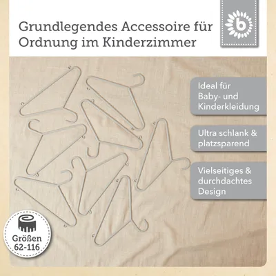 Produktbild von Bieco Kleiderbügel Kinder 8 St. Grau | Länge ca. 30 cm | Baby Kleiderbügel | Kunststoff Kleiderbügel Kinder Baby | Baby Organiser Für Kleiderschrank | Kleiderbügel Baby | Baby Clothes Hangers