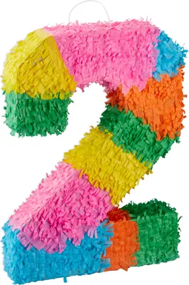 Produktbild von Relaxdays Pinata Geburtstag, Zahl 2, zum Aufhängen, Kinder & Erwachsene, Papier, zum selbst Befüllen, Piñata, bunt