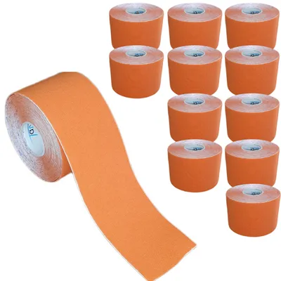 Produktbild von 12 Rollen - Tapefactory24 Getting Started Kinesiologie Tape 5cm x 5m - orange, Tapes Taping Klebeband Tapeverband Bandage wasserfest