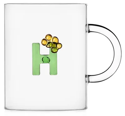 Becher Borosilikatglas Buchstabe H 470 ml handgefertigt