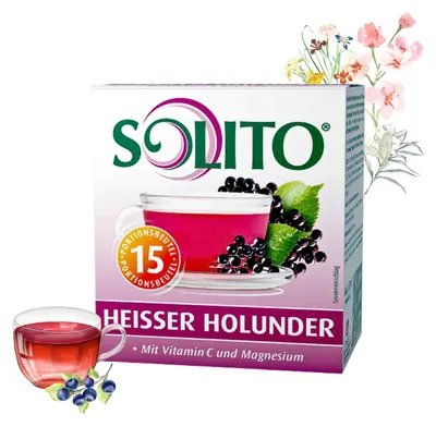 Produktbild von SOLITO Heißer Holunder 1 x 150g Holunderblütentee mit Vitamin C & Magnesium (15x10g)