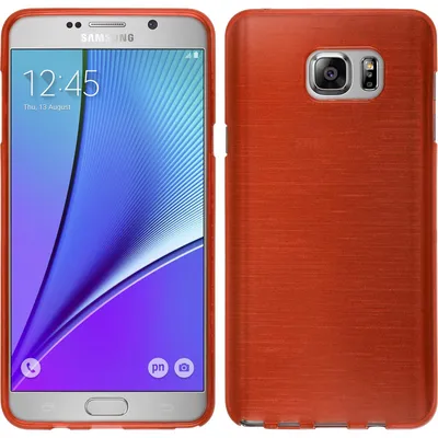 Produktbild von PhoneNatic Case kompatibel mit Samsung Galaxy Note 5 - rot Silikon Hülle brushed + 2 Schutzfolien
