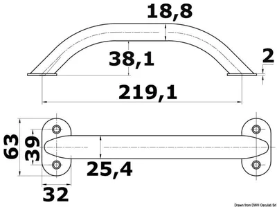 Immagine prodotto di Corrimano tubo ovale AISI316 19x25 mm 219 mm , 1 pezzo