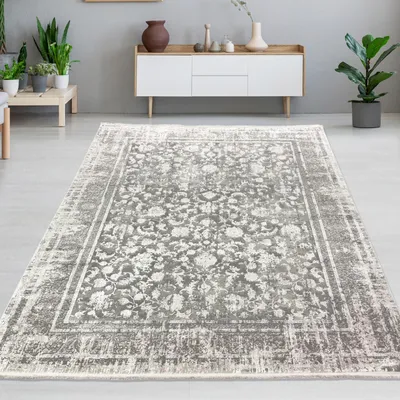 Zdjęcie produktu dla Dywan wełniany Vintage orientalny miękki i łatwy w pielęgnacji ponadczasowy elegancki do salonu i sypialni w kolorze szarym Rozmiar - 140 x 200 cm