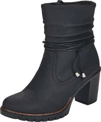 A black women's boot on a white background.