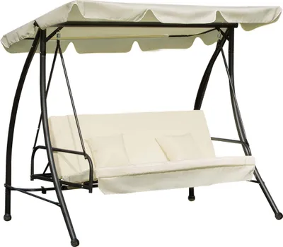 Produktbild von Outsunny Hollywood Gartenschaukel Schaukelbank mit Liegefunktion 240 kg creme 84A-032