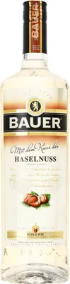 A bottle of Bauer hazelnut liqueur.