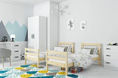 Produktbild von Interbeds Etagenbett Eryk aus Kiefernholz roh, 190 x 90 cm, mit Leiter und Lattenrost