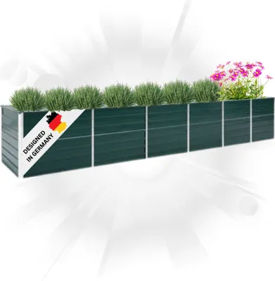 Produktbild von DELUKE® Hochbeet für Garten OSKAR Grün | 480x80x77cm | Verzinkter Stahl | Wetterfest | Gartenbeet Kräuterbeet Blumenbeet Beet hoch Frühbeet für Garten Gemüsebeet