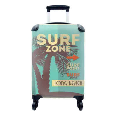 Produktbild von MuchoWow® Koffer Handgepäck Trolley Rollkoffer Kleine Reisekoffer mit 4 Rollen - Illustration "Surfzone" mit meerblauem Hintergrund - Cabin Size < 55x40x23 cm & 55x40x20 cm - Fotokoffer - Kabinenkoffer - Boardgepäck - Reise-Box - Reisekoffer - Reisegepäck - Koffer mit Bild - Trolley für Kinder