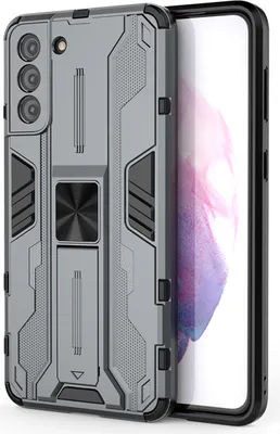 Produktbild von Galaxy S21+ 5G Hülle, Dual Layer PC TPU Bumper Stoßfest Ständer Schutzhülle für Samsung Galaxy S21 Plus 5G Grau