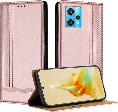 Produktbild von Handyhülle für Realme 9 Pro+ Leder Flip Klappbare Schutzhülle mit Standfunktion Pink