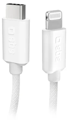 Produktbild von SBS TECABLETISSUETCL, 1,5 m, Lightning, USB C, Männlich, Männlich, Weiß